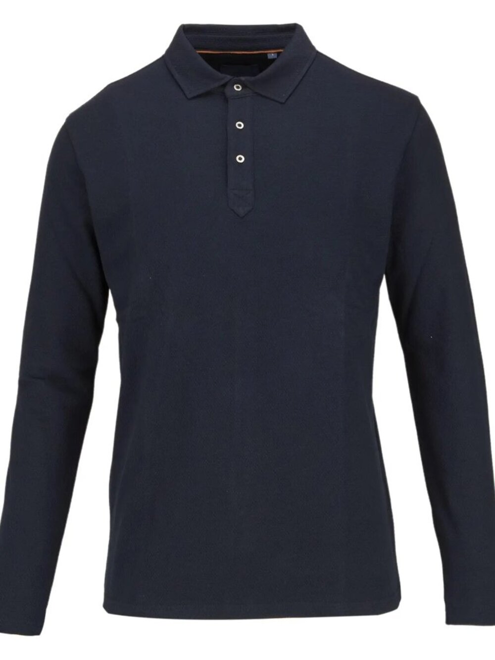Guide London Navy Pique Knit Long Sleeve Polo